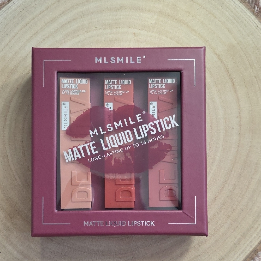 MLSMILE Matte Liquid Lipstick Set, Up To 16 Hours, New, Three Shades.